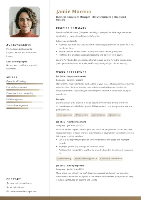 Clean resume template example with a modern look